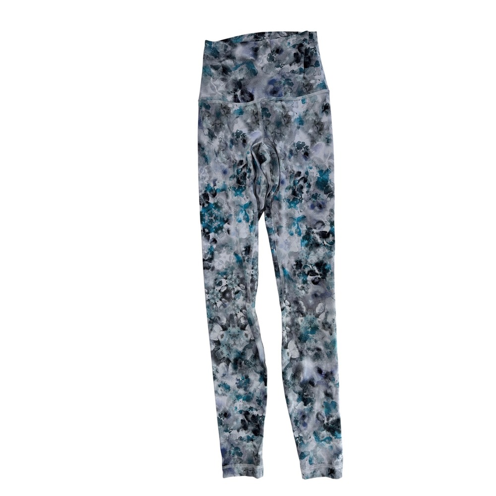 Lululemon Align High-Rise Pant 28 Blue Grey Floral Watercolor Yoga Leggings 0